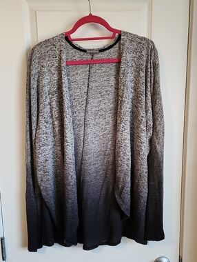 Warehouse Black and Gray Ombre Open-Front Cardigan